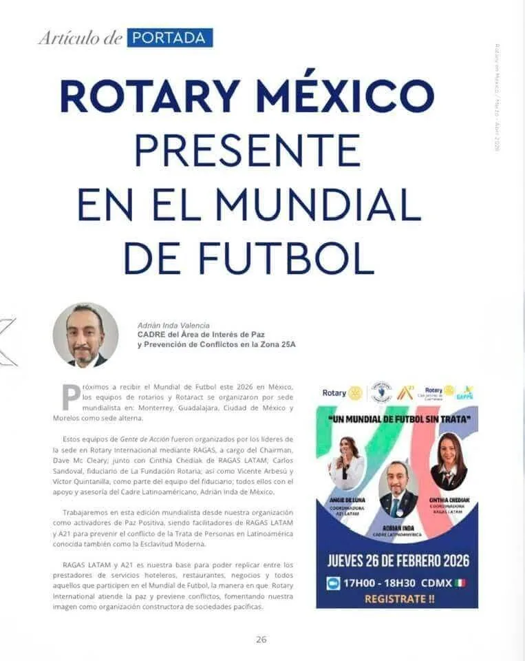 Página de artículo Rotary México presente en el Mundial de Futbol