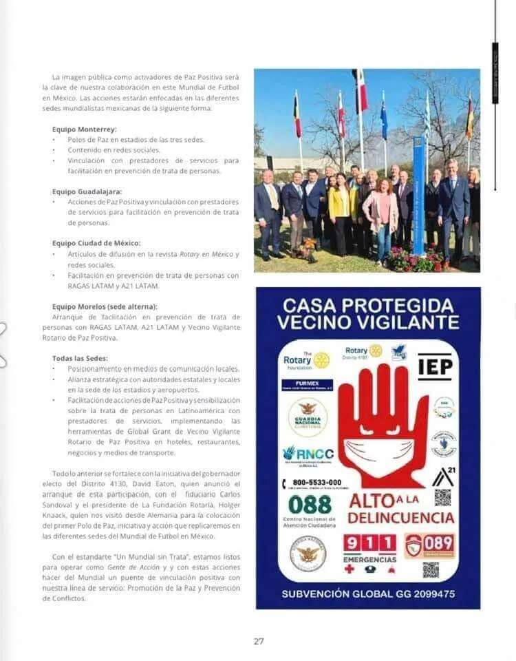 Página de artículo con acciones por sede
